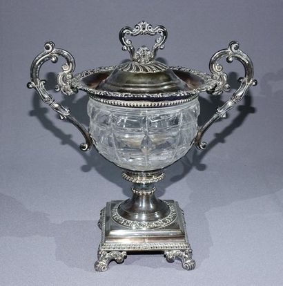 null Sugar bowl covered in silver and cut crystal, handles with windings.

After...