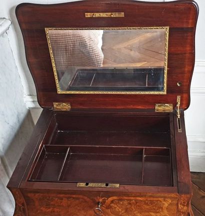 null Work table with an eventful shape in rosewood inlaid rosewood veneer with arabesque...