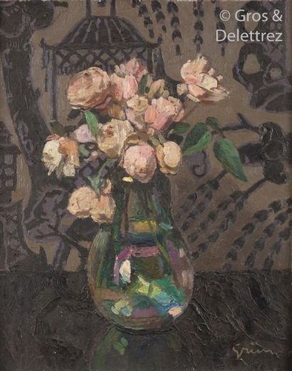 null Jules Alexandre GRÜN (1868-1934) 

Vase of roses

Oil on cardboard signed lower...