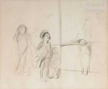 null Jean-Louis FORAIN (1852-1931) Schoolchildren Crayon unsigned. 27 x 31 cm