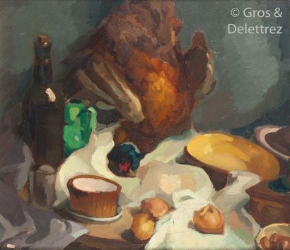 null Georges BARAT-LEVRAUX (1878-1964) Still life with pheasant Oil on canvas signed...