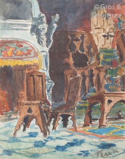 null FRANK-WILL (1900-1951) 

Inside the chimney

Watercolor signed "Frank" in the...