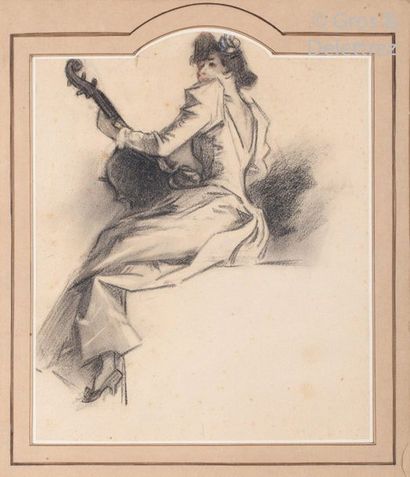 null Jules CHÉRET (1836-1932) 

Musicienne

Fusain et crayons de couleurs. 

35 x...
