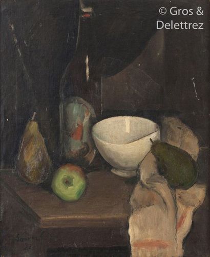 null Jean SOUVERBIE (1891-1981) Still life with bowl Oil on panel signed lower left...