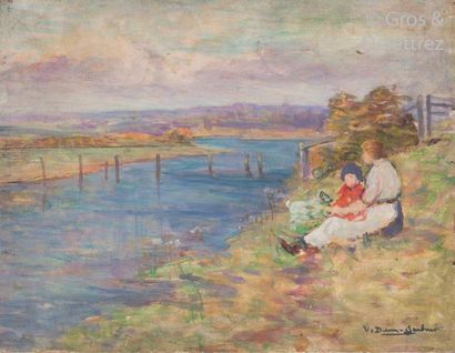 null Violet DUNN-GARDNER (XIX-XXth)

Mother and children on the banks of the river...
