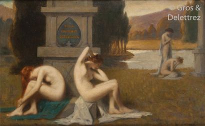 null AUGUSTIN ZWILLER (1850-1939) Antique Bathers Oil on canvas signed lower right....
