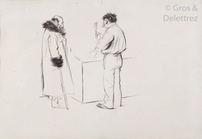 null Jean-Louis FORAIN (1852-1931) The visit to the unsigned Plume et encre de Chine...