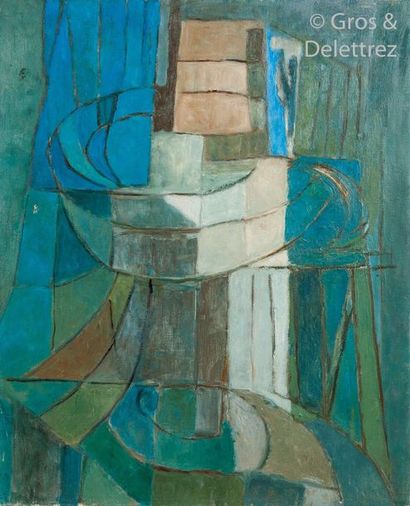 null Henri d'AMFREVILLE (1905-1964)

Abstract composition in blue and grey tones

Oil...