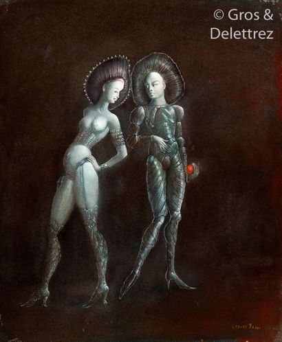 null Leonor FINI (1908-1996) 

Small signs for the night (two women), 1985

Oil and...
