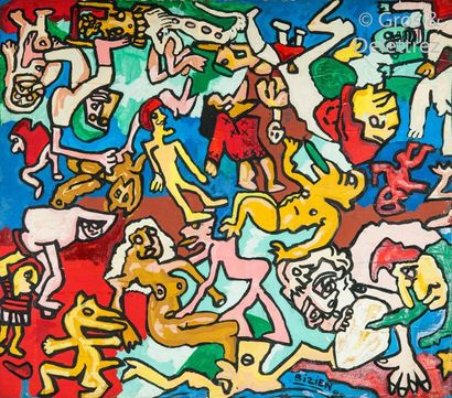 null Gilles BIZIEN (né en 1959)

Composition aux petits personnages multicolores

Acrylique...