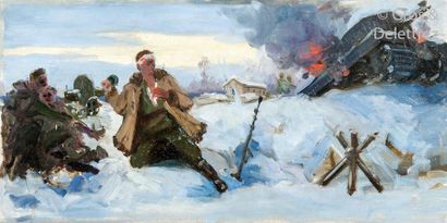 null RUSSIAN school of the 20th century

The wounded soldier in the middle of a snow...