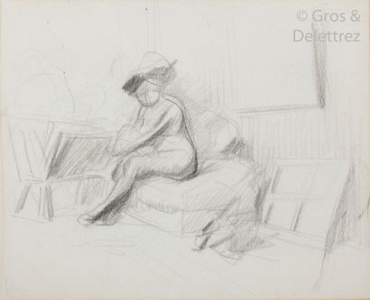 null Jean-Louis FORAIN (1852-1931) The rest of the Crayon model. 27 x 32 cm