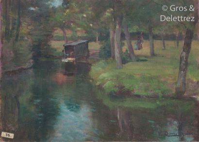 null Violet DUNN-GARDNER (XIX-XXth)

The wash house on the river

Oil on panel s...