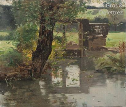 null Léon BARILLOT (1844-1929) La petite rivière Oil on canvas signed lower left...