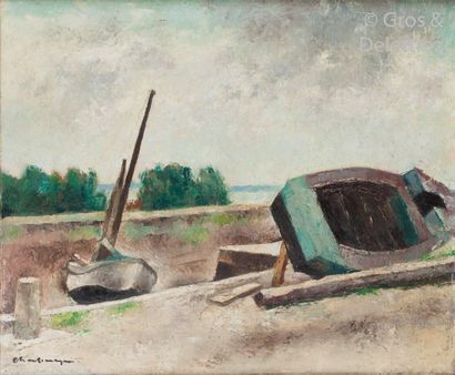 null Paul CHARLEMAGNE (1892-1972) 

Boats at low tide

Oil on canvas signed lower...