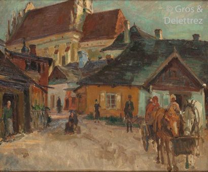 null Abraham NEUMANN (Scierpc 1873-1942)

The cart in the Jewish village (Kazimierz?)

Oil...