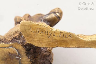 null Alfred BARYE (1839-1882)

Chien couché

Sujet en bronze doré signé sous la patte...