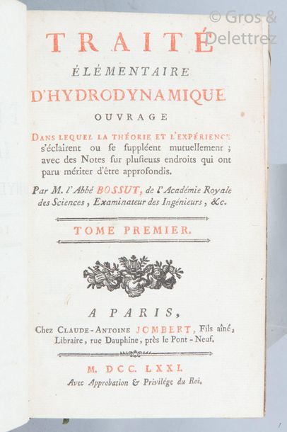 null BOSSUT (Abbé). Traité élémentaire d'hydrodynamisme.

Paris, Jombert, 1771, 2...