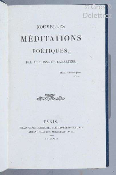 null LAMARTINE Alphonse de. New poetic meditations. Paris, Canel et Audin, 1823,...