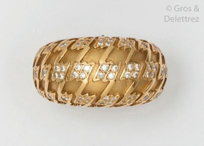 DIOR " Poulette " - Ring " Boule " in matt and polished yellow gold, set with brilliant-cut...