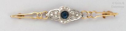 null Brooch " Barrette " in yellow and white gold with flower decoration, set with...