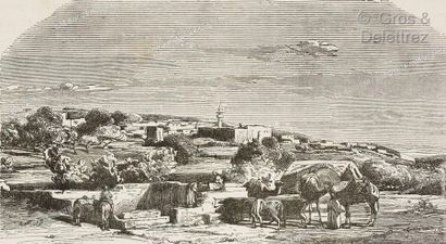 Antoine Alphonse MONTFORT (1802-1884) Halte des chameliers devant Nazareth

Huile...