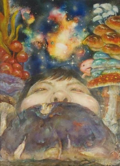 Erina Matsui (1984, vit à Tokyo) Mushroom planet (2011) acrylique sur toile 34 ×...
