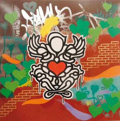 Psyckoze NoLimit Angel Heart (2010) techniques mixtes: bombe, aérosol, papier, peinture...