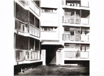 Yves Belorgey (1960, vit et travaille à Montreuil) Immeuble à Rokujizo (2009) graphite...