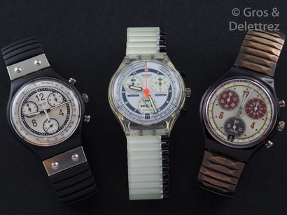 SWATCH SWATCH, lot de 3 chronographes comprenant les modèles suivants :

-Metal Edge...