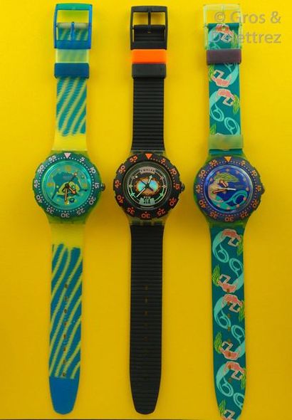 SWATCH SWATCH, lot de 3 montres de plongée comprenant les modèles suivants :

-Swordfish...