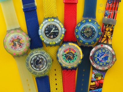 SWATCH SWATCH, lot de 6 montres de plongée comprenant les modèles suivants :

-Ice...