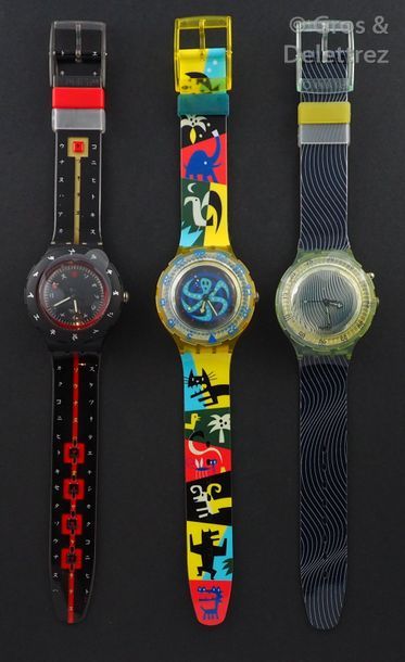 SWATCH SWATCH, lot de 3 montres de plongée comprenant les modèles suivants :

-Lacquerwear...