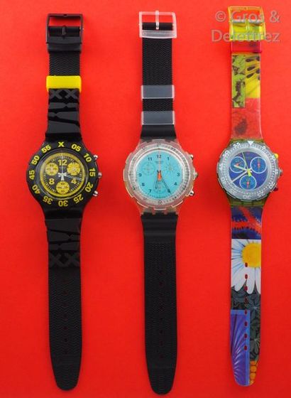 SWATCH SWATCH, lot de 3 montres chronographe de plongée comprenant les modèles suivants...