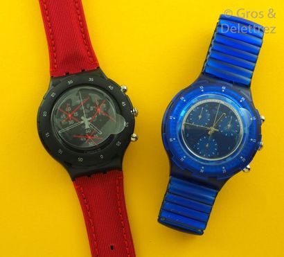 SWATCH SWATCH, lot de 2 montres chronographe de plongée comprenant les modèles suivants...
