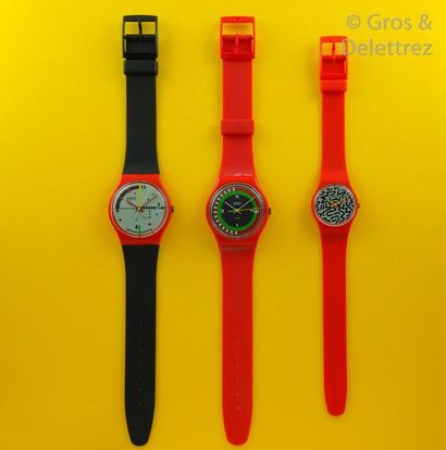 SWATCH SWATCH, lot de 3 montres comprenant les modèles suivants :

-Compu-Tech (Bracelet...