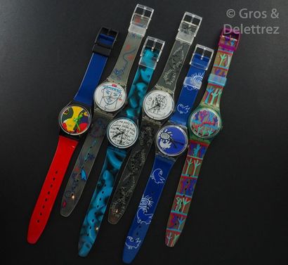 SWATCH SWATCH, Coffret Swatch Art édition limitée de 1995 comprenant 6 montres :

-Temps...