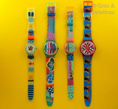 SWATCH SWATCH, lot de 4 montres comprenant les modèles suivants :

-Red Cloud (Bracelet...