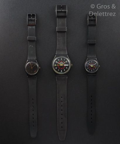SWATCH SWATCH, lot de 3 montres comprenant les modèles suivants :

-Black Magic (Bracelet...