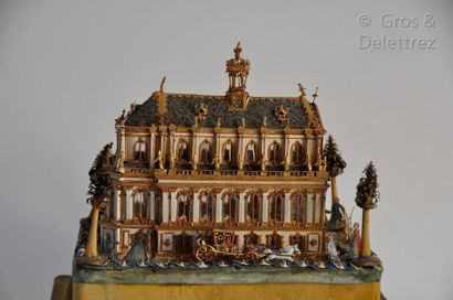 null Rare gilded cardboard model of the Royal Chapel of Versailles, in its original...