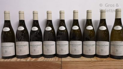 BEAUNE Blanc 1er cru «Coucherais» Michel GAY 2011 9 bouteilles Étiquettes légèrement...