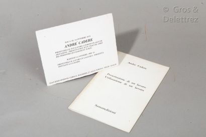 ANDRÉ CADERE (ROU-FRA/ 1934-1978) Presentation of a work

Invitation card and exhibition...