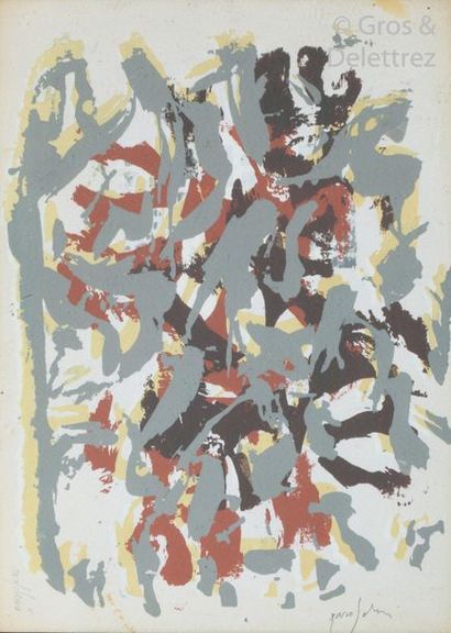 CHRISTIAN PARASCHIV (ROU/ né en 1953) Untitled (grey, black, red, yellow composition)...