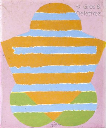MIRA BRTKA (SRB/ 1930-2014) Untitled (composition on pink background) Signed and...