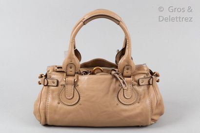 CHLOE Paddington MM" bag 36cm in taupe grained calfskin, double slider zip, double...