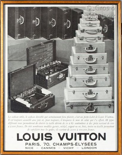 LOUIS VUITTON Circa 1927-1929 Lot de quatre publicités encadrées provenant du magazine...