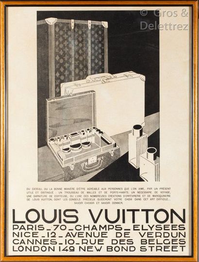 LOUIS VUITTON Circa 1932 -1933 Lot de quatre publicités encadrées provenant du magazine...