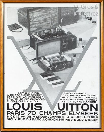 LOUIS VUITTON Circa 1932 -1933 Lot de quatre publicités encadrées provenant du magazine...