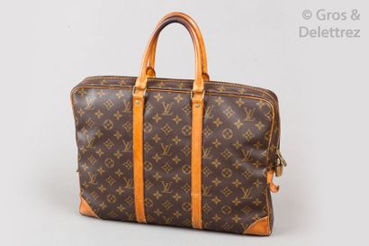 LOUIS VUITTON "Travel document case" 41 cm in monogram canvas, double zip, double...