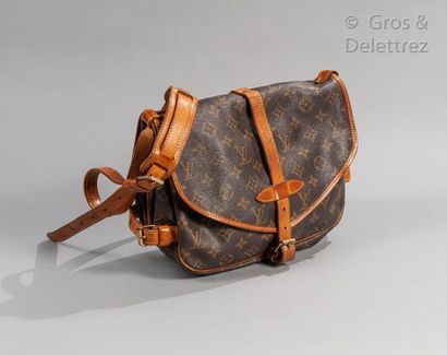 LOUIS VUITTON Bag "Saumur" PM 25cm in Monogram canvas and natural leather with two...